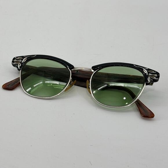 Vtg Sunglasses 50s 60s Shuron Ronsir Browline Eyeglasses Cat Eyes Etched Alumin main image 8